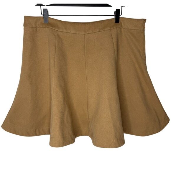 SHEIN Dresses & Skirts - SHEIN Curve Flare Skirt Tan A Line Mini Soft Academia Old Money Size 2XL